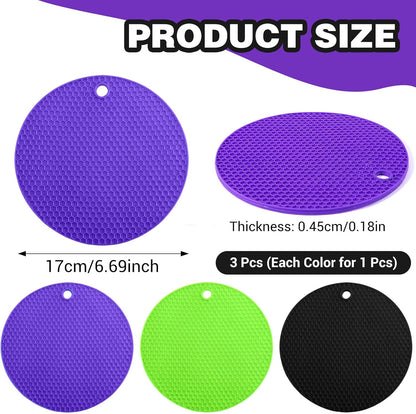 3Pcs Rubber Jar Opener,Round Large Jar Opener Gripper Pad Kitchen Non-Slip Coasters for Weak Hands,6.7x6.7Inch(Gray,Blue,Orange)