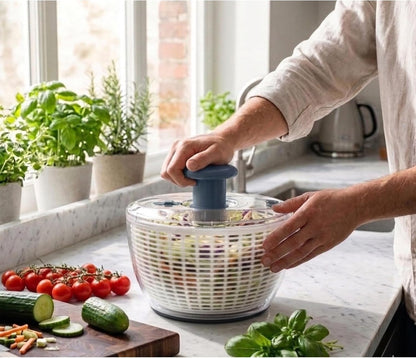Salad Spinner 3.8 Qt – Large Lettuce Spinner & Vegetable Washer, Fruit Washer Bowl with Strainer, BPA-Free Produce Cleaner & Dryer for Kitchen