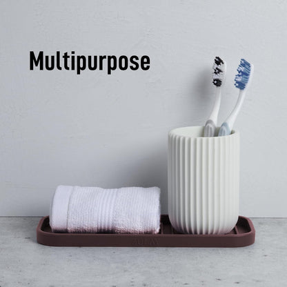 Zulay Kitchen (9x3.5in Sponge Holder for Kitchen Sink - Flexible Heavy-duty Multipurpose Sink Caddy - Counter Organizer for Kitchen, Bathroom, Makeup, Trinkets & More! (Grey)