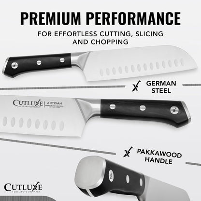 Cutluxe Kitchen Knives, 5 Pcs Chef's Knife Set – Razor Sharp German Steel, Full Tang, Ergonomic Handles – Artisan Series