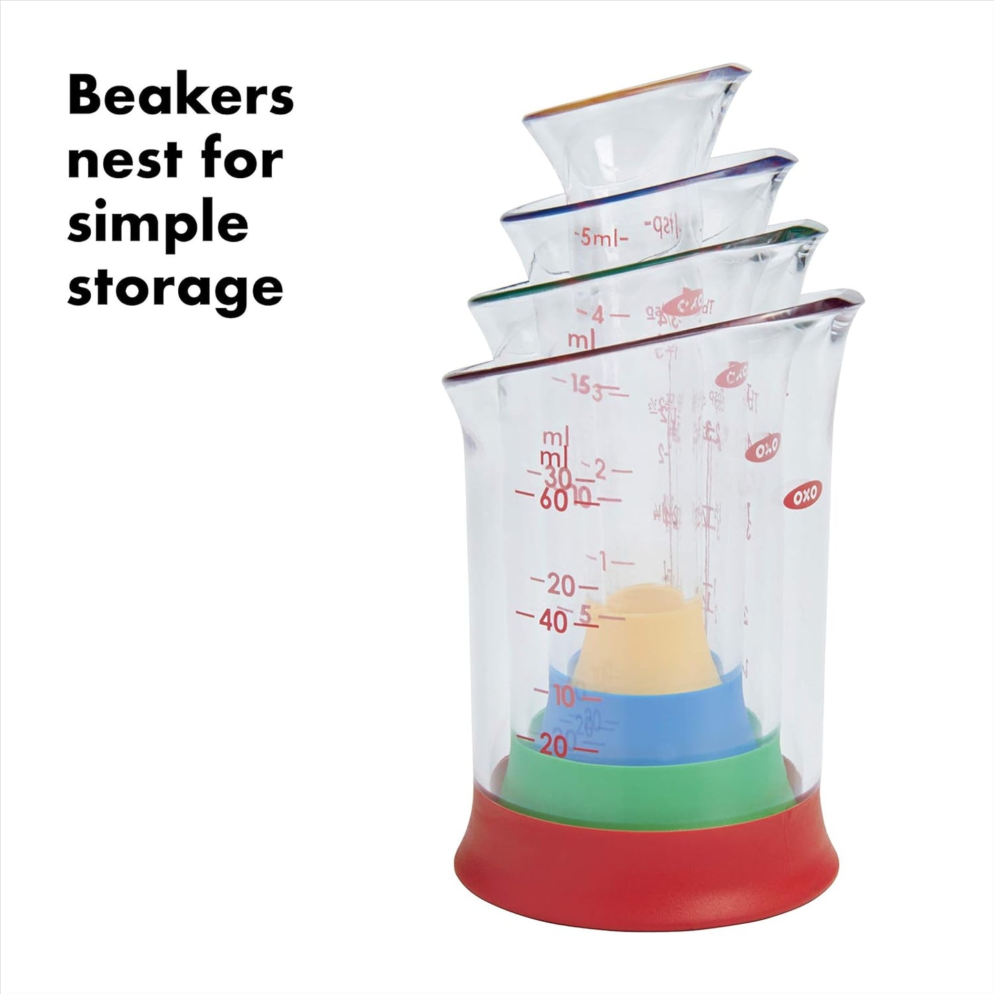 OXO Good Grips 7-Piece Nesting Measuring Beaker Set, Multicolored