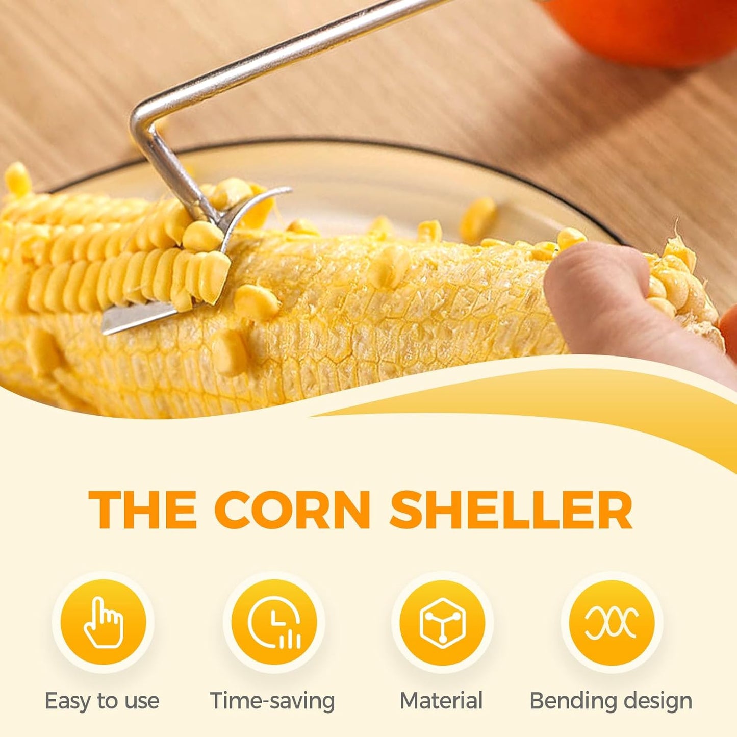 2024 New Magic Corn Peelers, Long Handle Stainless Steel Corn Stripping Tool, Corn Stripper Corn Cob Stripper Tool, 304 Stainless Steel Corn Thresher with Ergonomic Handle, Kitchen Gadget