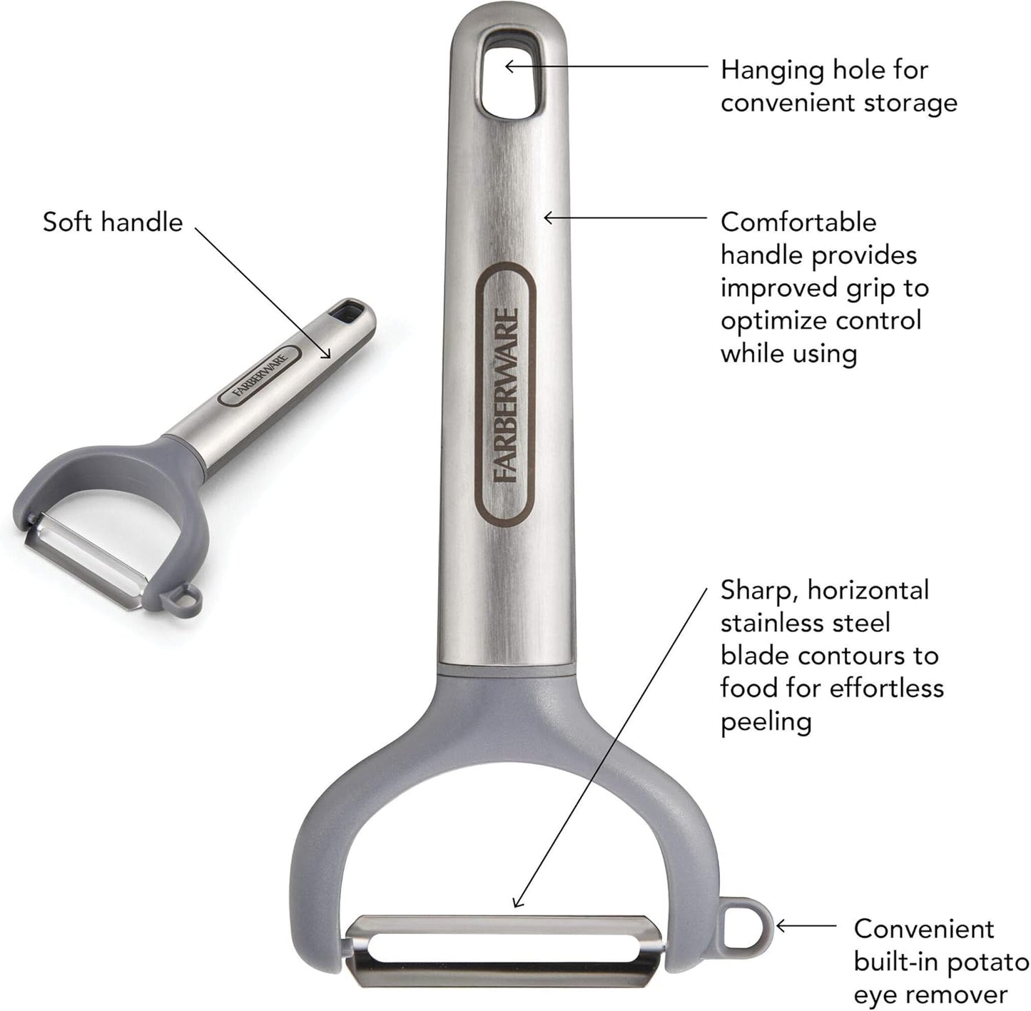 Farberware Professional Stainless Steel Soft Can Opener, 7.36-Inch, Gray