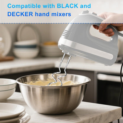 2pcs Hand Mixer Beaters Attachments Compatible with BLACK & DECKER, Universal Stainless Steel Electric Hand Mixer Whisk Replacement for Cooking and Baking
