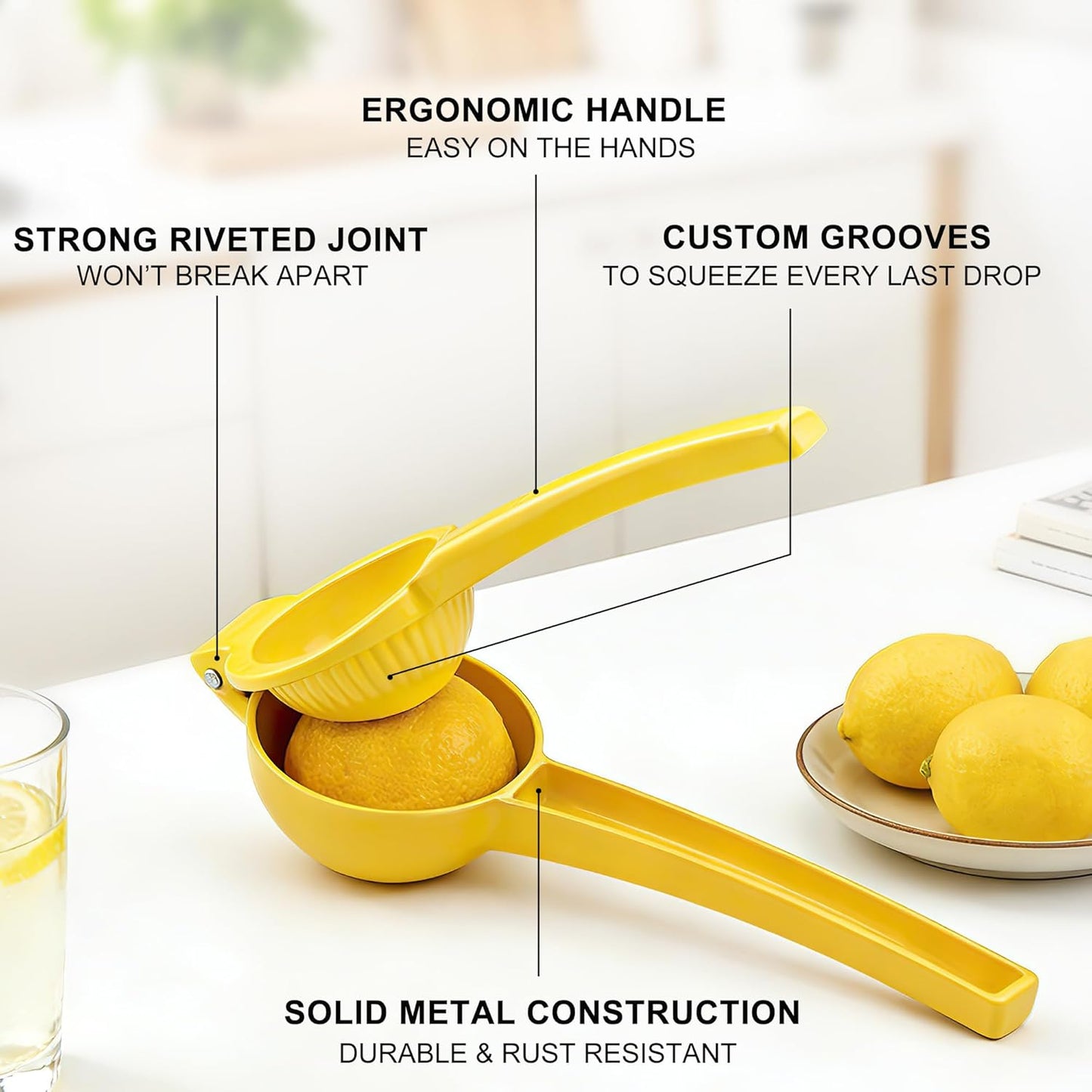 YC Kitchen Lemon Squeezer,Lemon Juicer - Metal Manual Hand Juicer Tool, Kitchen Tools for citrus juicer, Dishwasher Safe