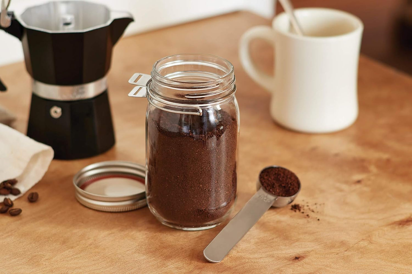 Jarware Stainless Steel Coffee Scoop for Wide-Mouth Mason Jars, 1 Tablespoon