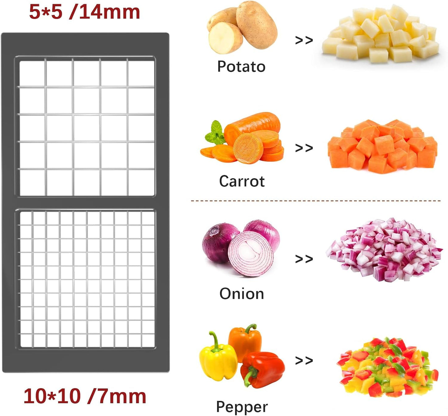 Vegetable Chopper, Onion Chopper Dicer, Mandoline Slicer, Food Chopper with Container, Vegetable Cutter for Salad Potato Carrot Garlic（2 Blades, Black）