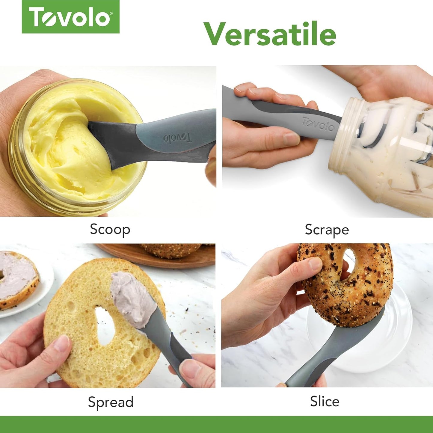 Tovolo Tool for Kitchen Meal Prep to Scoop Spread Slice and Scrape,White/Gray