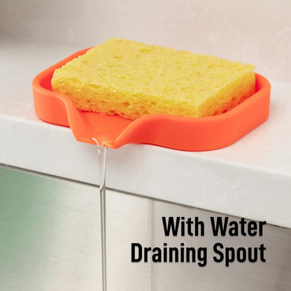 Zulay Kitchen (9x3.5in Sponge Holder for Kitchen Sink - Flexible Heavy-duty Multipurpose Sink Caddy - Counter Organizer for Kitchen, Bathroom, Makeup, Trinkets & More! (Grey)