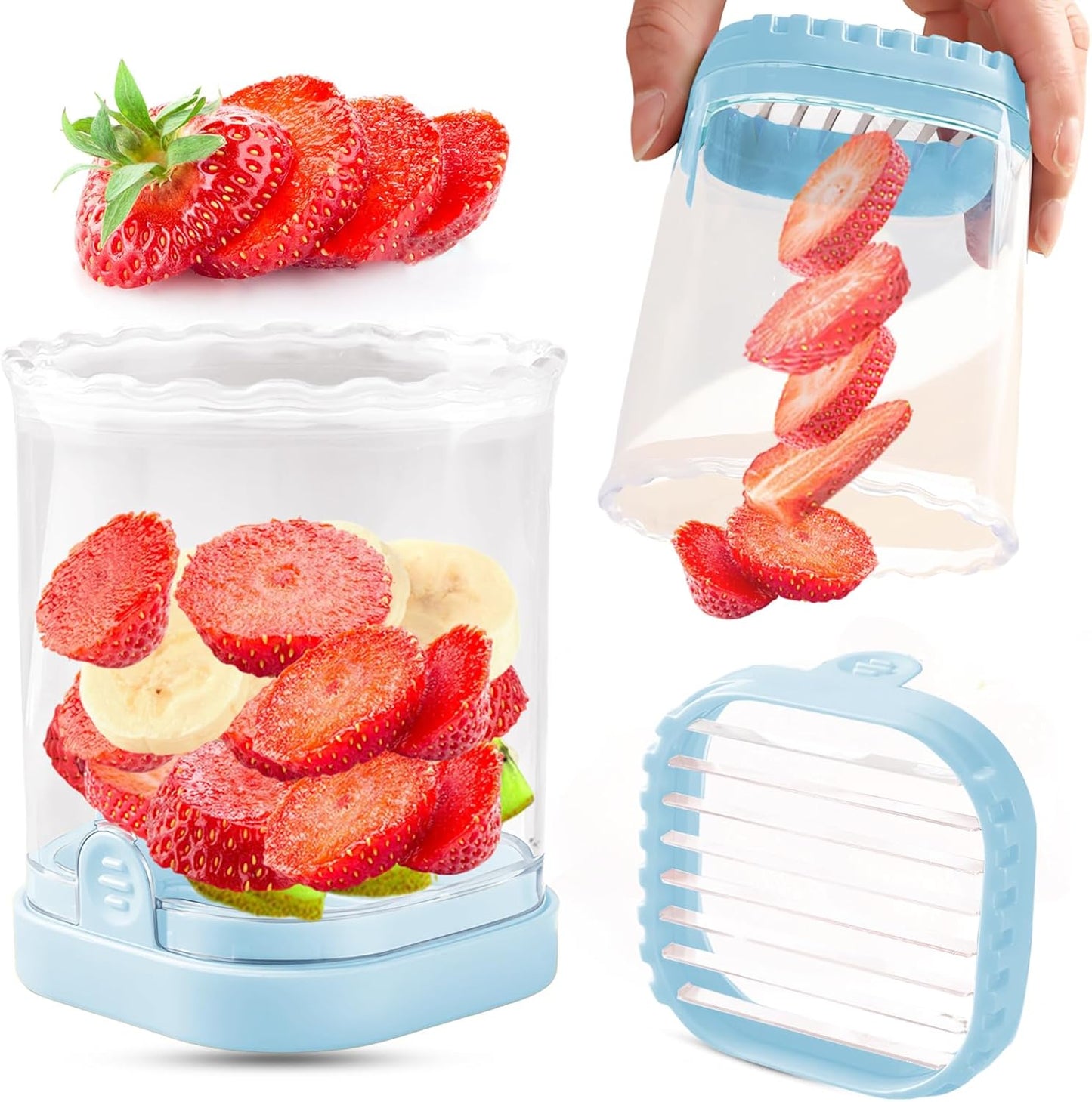 Creative Strawberry & Fruit Slicer - Detachable Cutter with Push Plate (Black)