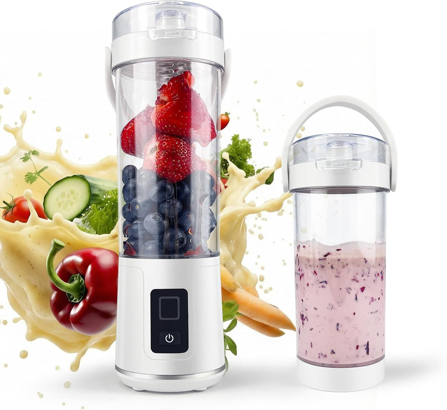 SUNHAIXIA Rechargeable Electric Juicer - Citrus Juicer with Type-c Rechargeable for Orange, Lemon and Grapefruit Juicing. (White-45Watts)