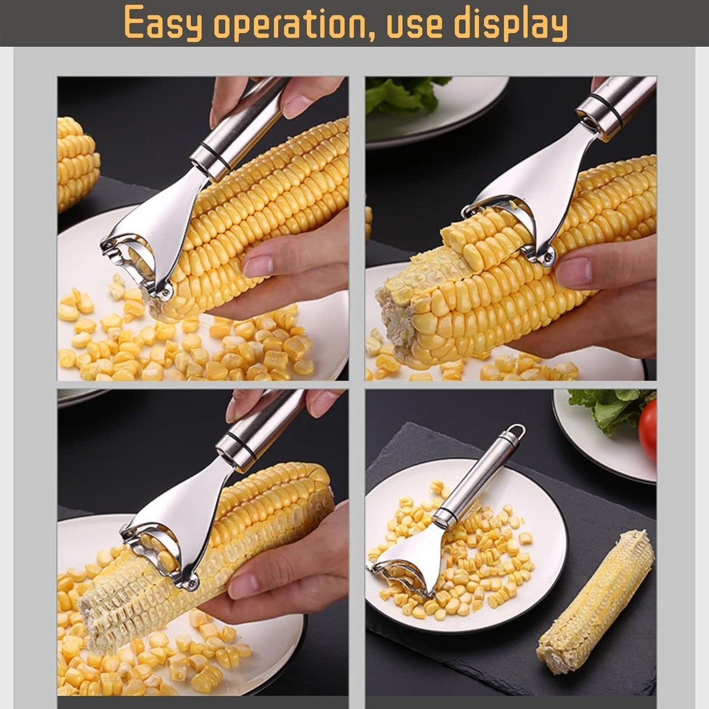 2PCS Corn Planer Cutter Thresher Peeler, Corn Thresher Cob Stripper Tool,Stainless Steel Corn Thresher,Premium Stainless Steel Corn Thresher Cob Remover tool with Ergonomic Handle