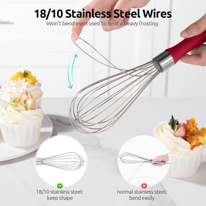 U-Taste 7" Mini Whisk for Cooking: 18/8 Stainless Steel Small Metal Kitchen Wisk, Tiny Hand Mixing Tool for Coffee, Egg, Sauce, 6-Wires Compact Head for Baking, Beating in Bowl, Mug, Jar (Set of 2)