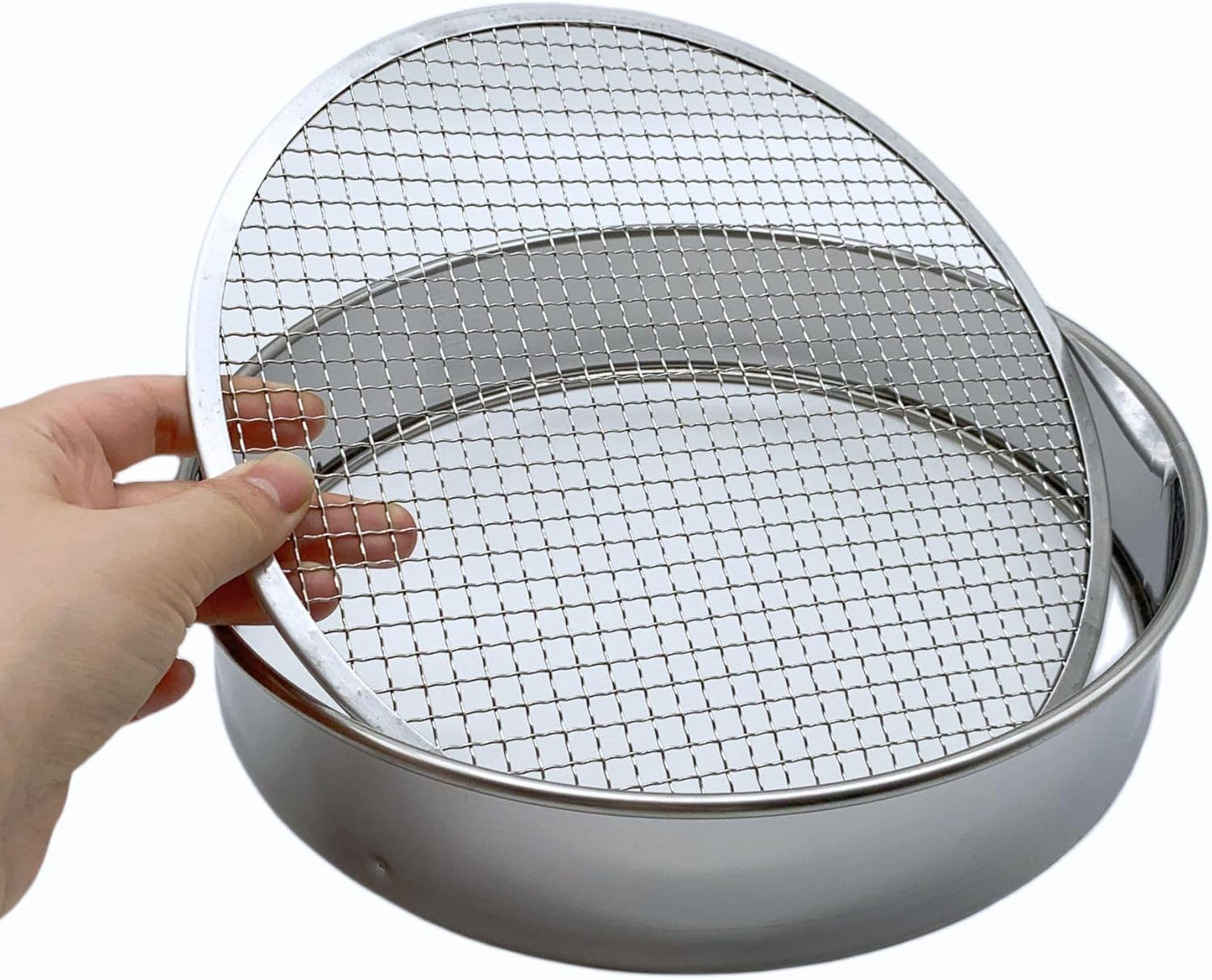 Soil Sifter Set with 3 Sieve Meshes for Rock and Sand - Stainless Steel