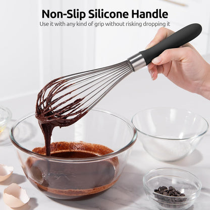 U-Taste 7" Mini Whisk for Cooking: 18/8 Stainless Steel Small Metal Kitchen Wisk, Tiny Hand Mixing Tool for Coffee, Egg, Sauce, 6-Wires Compact Head for Baking, Beating in Bowl, Mug, Jar (Set of 2)