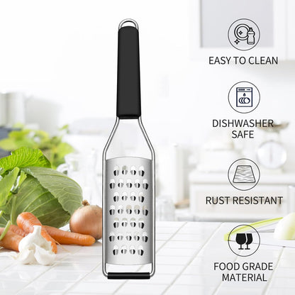 Cambom Lemon & Citrus Zester, Cheese Graters with Stainless Steel Sharp Blade for Parmesan Cheese, Ginger, Garlic, Nutmeg, Chocolate, Vegetables, Fruits, Dishwasher Safe Shredder Fine Blade