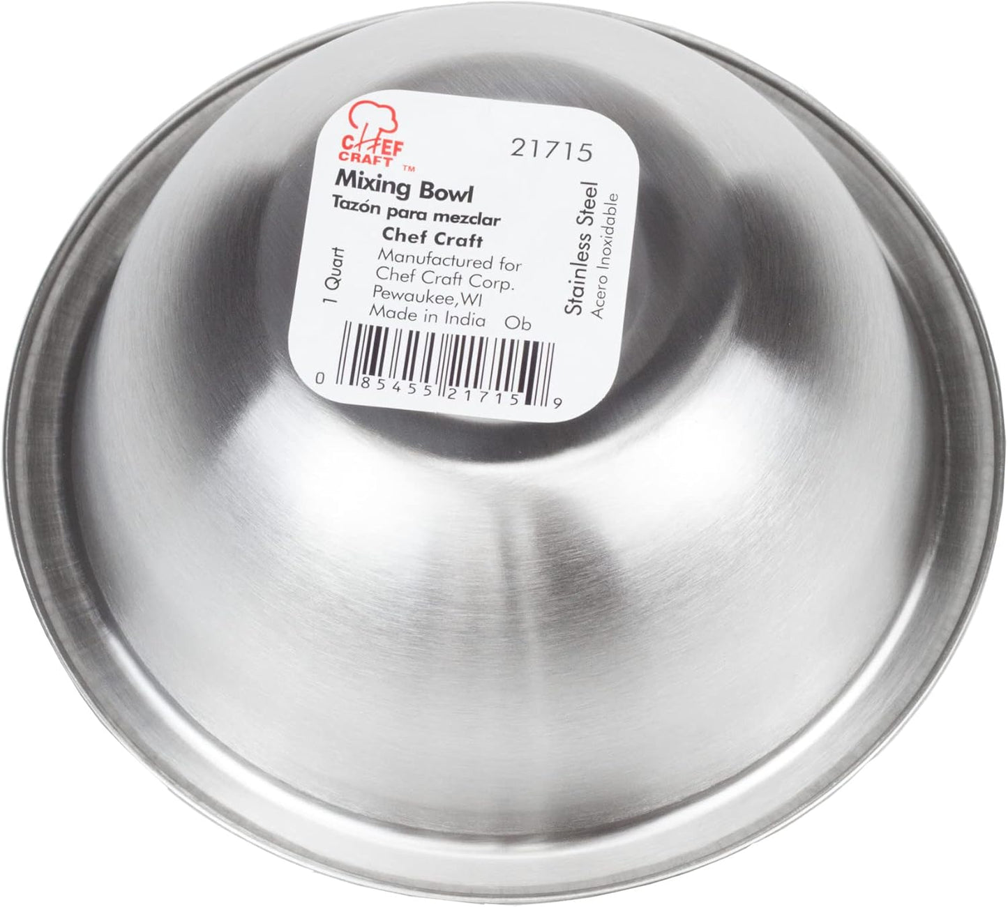Chef Craft Brushed Mixing Bowl, 8-Quart, Stainless Steel