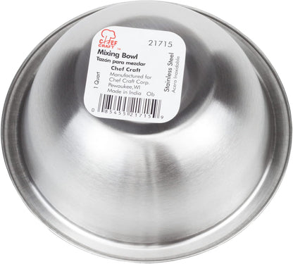 Chef Craft Brushed Mixing Bowl, 8-Quart, Stainless Steel