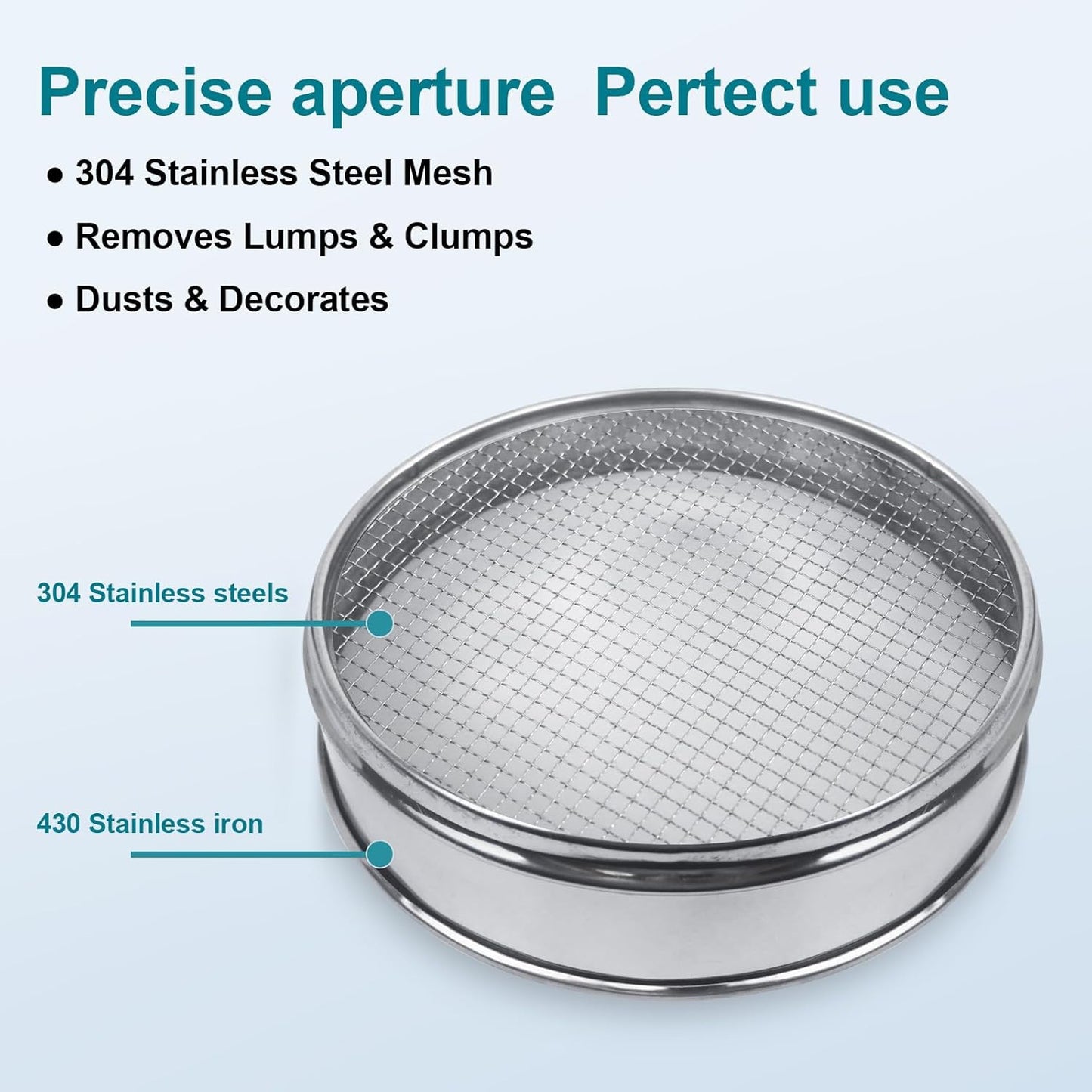 304 Stainless Steel Mesh Lab Sieve, 10 Mesh (2mm) Aperture Test Sieve, 7.9Inch(20cm) Diameter Economy Standard Analysis Sample Test Sieves for Industrial Laboratory Homes - Colors B