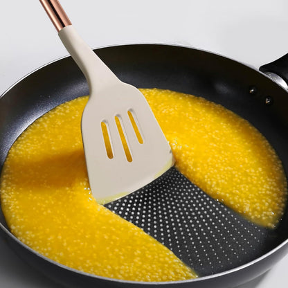 MANJIA Silicone Spatulas Set, Nonstick Silicone Spoon & Turner Spatula Set, Serving Spoon kitchen Spatula for Cooking Fish, Eggs,Flipper, Cooking Utensils Set 2pcs (white-spoons)