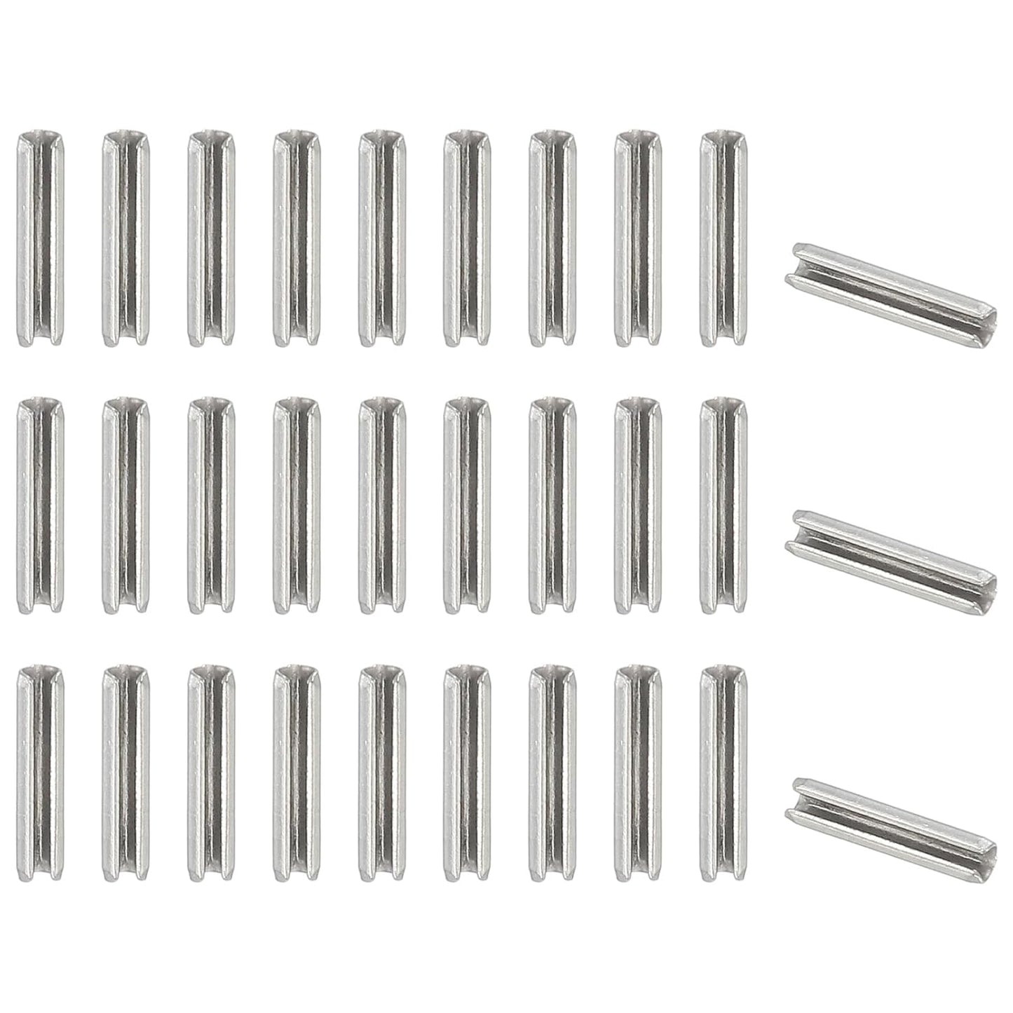 PATIKIL Slotted Spring Pin, 50 Pcs 1/8" x 3/4" (3.2mm x 20mm) 304 Stainless Steel Split Roll Pins Spring Dowel for Home Improvement Automotive Machine Repair, Silver - Colors A