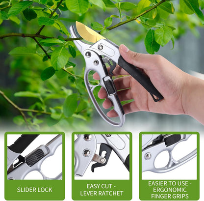 Premium Germany Pruning Shears, Work 3 Times Easier, Pruners Heady Duty, Sharp Garden Clippers Cut Fresh Flower, Hedge, Herb, Indoor Plants, Gardening Tools Scissors, Arthritis Weak Hand Snips