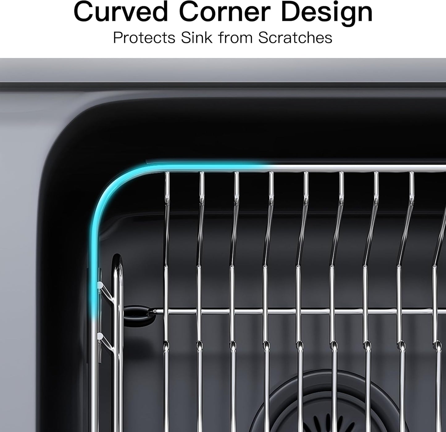 JASIWAY Roll Up Dish Drying Rack, Expandable (12.8"-23.8" D x 12.8" W) Stainless Steel Portable Drainer for Kitchen Sink Counter, Foldable Over The Sink Cover with Removable Utensil Holder