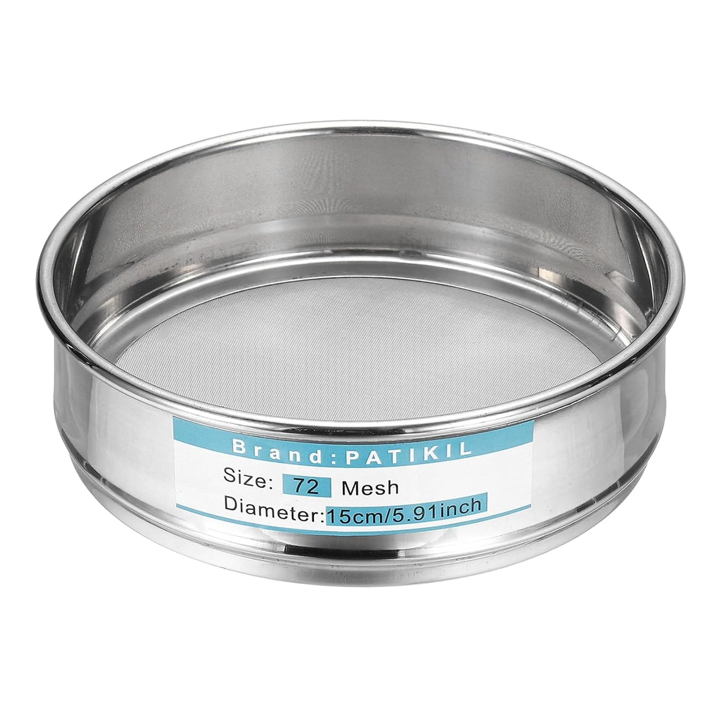 PATIKIL 220 Mesh(0.0385mm) Lab Sieve, 5.9"(15cm) Diameter Sifting Screen 304 Stainless Steel Wire Cloth Fine Mesh Sieve for Industrial Laboratory Home Soil Sifter Dry Sift Screens Hash - Colors A