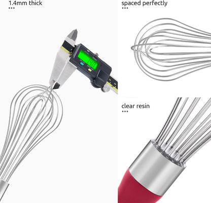 U-Taste 7" Mini Whisk for Cooking: 18/8 Stainless Steel Small Metal Kitchen Wisk, Tiny Hand Mixing Tool for Coffee, Egg, Sauce, 6-Wires Compact Head for Baking, Beating in Bowl, Mug, Jar (Set of 2)