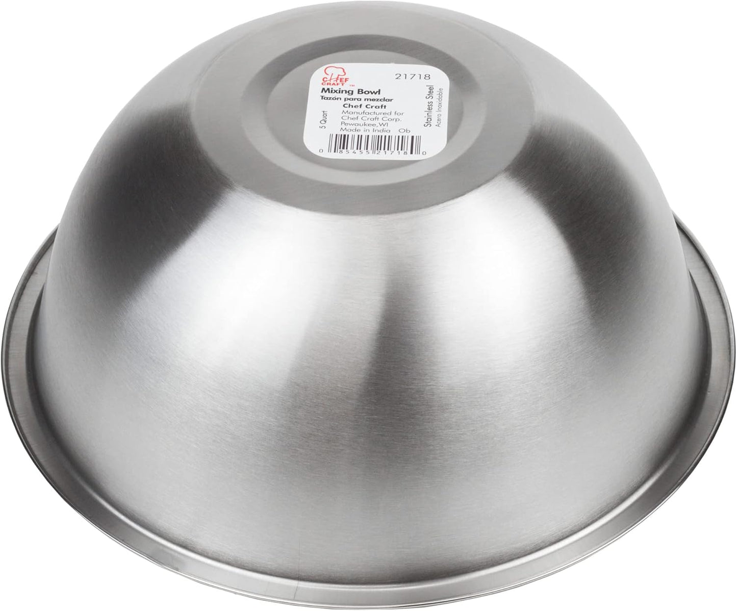 Chef Craft Brushed Mixing Bowl, 8-Quart, Stainless Steel