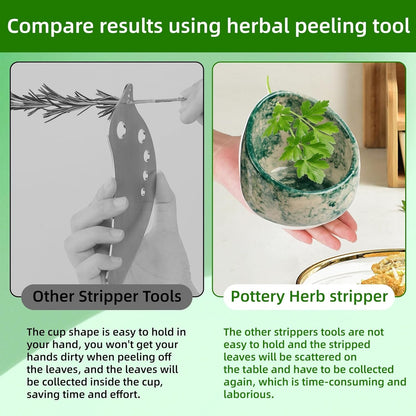 herb stripper，herb stripper bowl，pottery herb stripper，handmade with different circular hole sizes for separating leaves and stems.