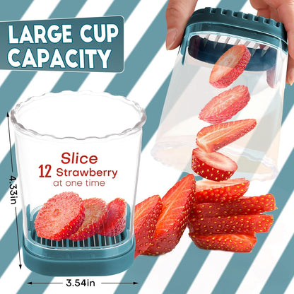 Creative Strawberry & Fruit Slicer - Detachable Cutter with Push Plate (Black)