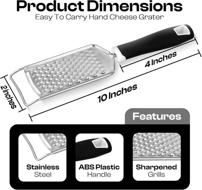 Rotary Cheese Grater Hand Crank - Cheese Shredder Hand Crank with Handle, Vegetable Shredder with 3 Stainless Steel Blades & Strong Suction Base – Round Slicer & Food Chopper for Kitchen