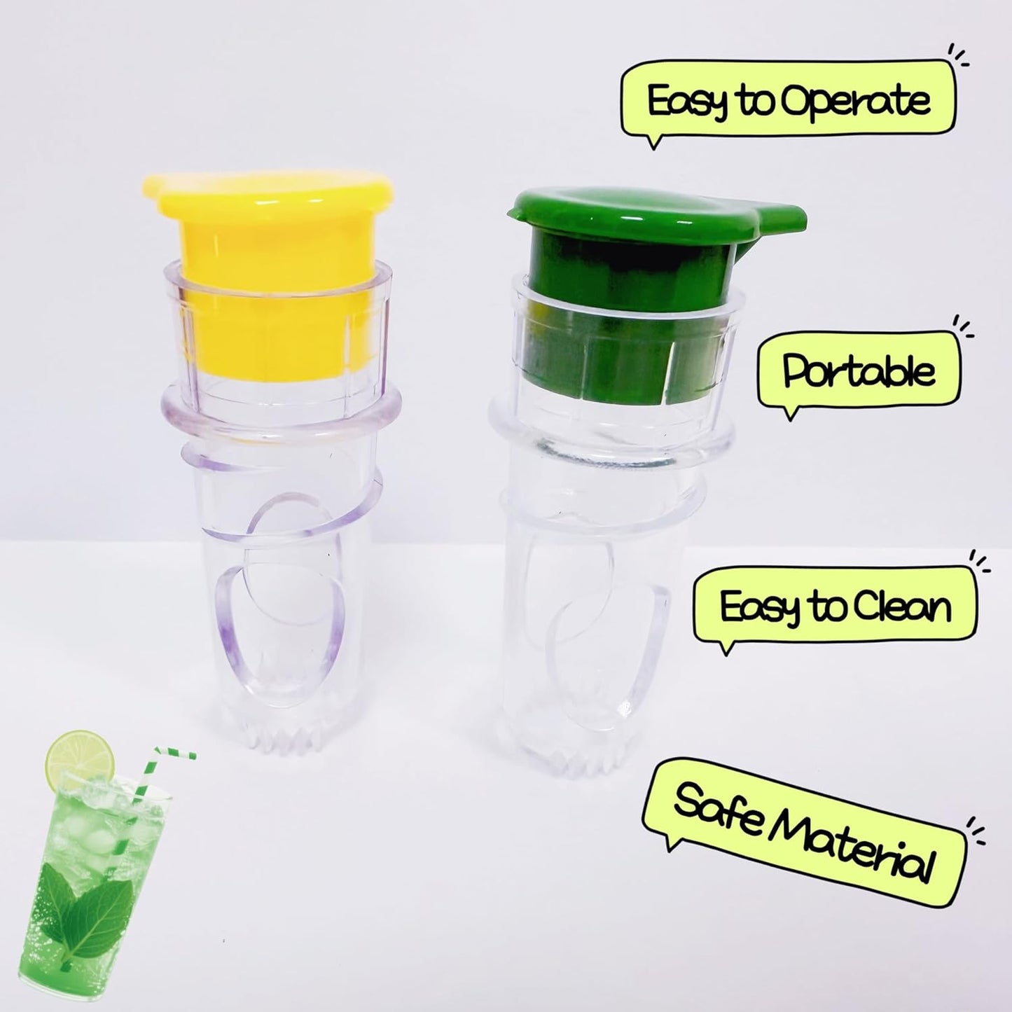 Lemon Squeezer Manual Citrus Press, Lime Squeezer with Pour Spout, Reusable Lemon Juicer Squeezer with Lid, Manual Juicer for Adding Lemon Juice to Salads & Cooking