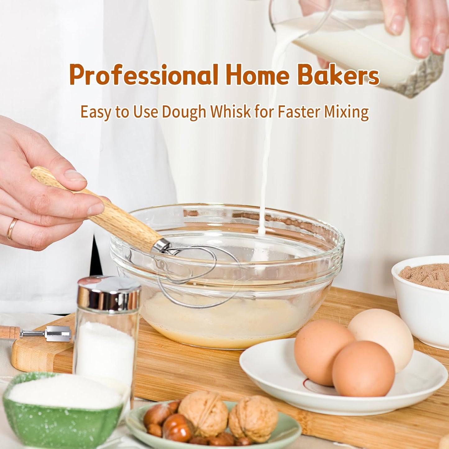 Bread Proofing Basket Kit, 9 In Round Sourdough Proofing Basket with Linen Liner, Silicone Bread Sling, Bread Lame, Danish Dough Whisk, Dough Scraper Kit, Silicone Brush & Bowl Scraper