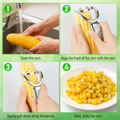 Corn Peeler,Stainless Steel Corn Cob Stripper Tool with Anti-Slip Durable Corn Shape Handle Corn On The Cob Stripper Tool Kitchen Gadget
