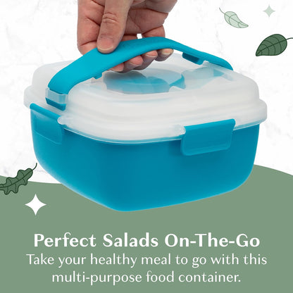 Goodful Stackable Lunch Box Container, Bento Style Food Storage with Removeable Compartments for Sandwich, Snacks, Toppings & Dressing, Leak-Proof and Made without BPA, 56-Ounce, Teal