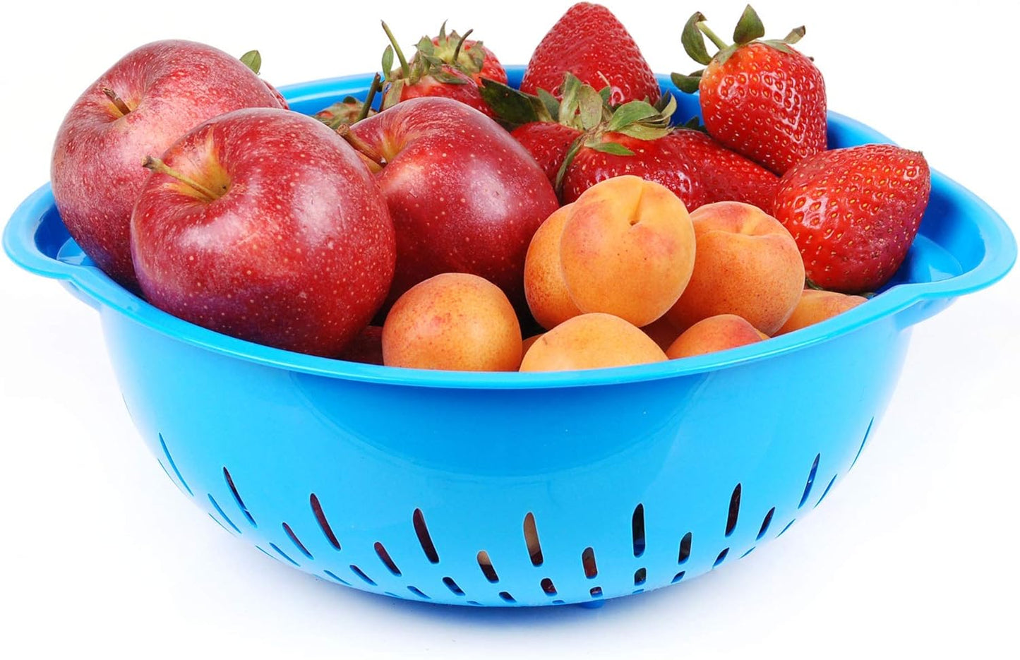 Mintra Home Mixing Bowl w/Colander (Large 4.5L, Red) - For Washing & Draining Fruits And Vegetables - Heavy Duty Plastic for Baking, Cooking Supplies - Dishwasher Safe