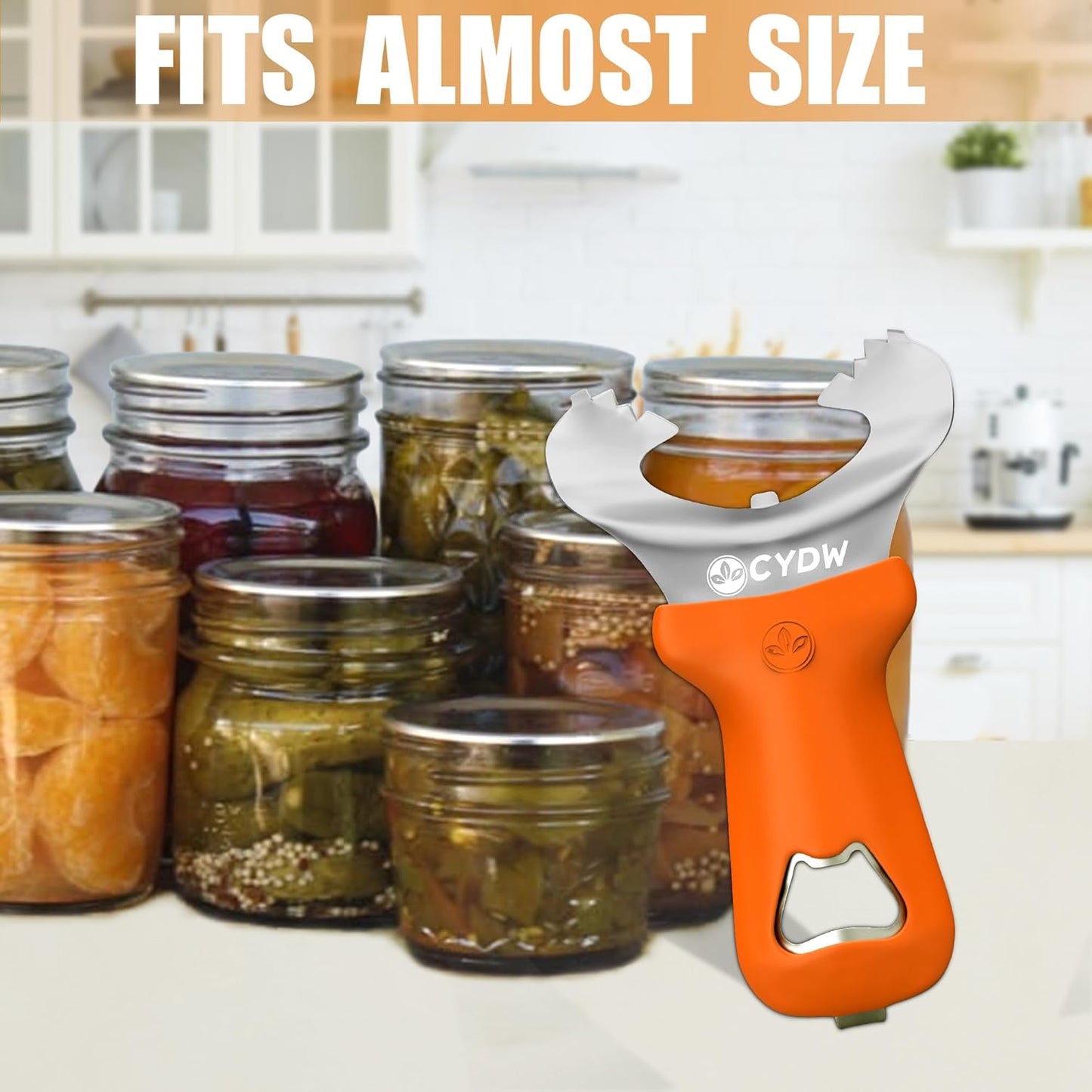 CYDW Mason Jar Opener Tool with Soft Touch Handle, No Lid Dents or Damage, Can Opener Manual Multi-Purpose, Easy Twist Manual Handheld Top Remover, Canning Supplies, Bottle Opener, Made for Lifetime