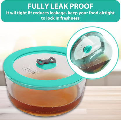 2 Pack Replacement Lids for Pyrex 7201-PC 4 Cup Glass Containers Mixing Bowl Silicone Storage Cover Leakproof Red
