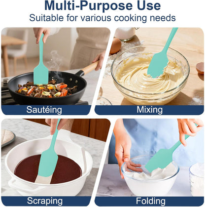 4 Pcs Silicone Spatula Set, 11.4 In, 600°F Heat Resistant Rubber Spatulas for Baking, Cooking & Mixing, Flexible and Non-Stick Kitchen Utensils, Seamless & Dishwasher Safe (Multicolor)