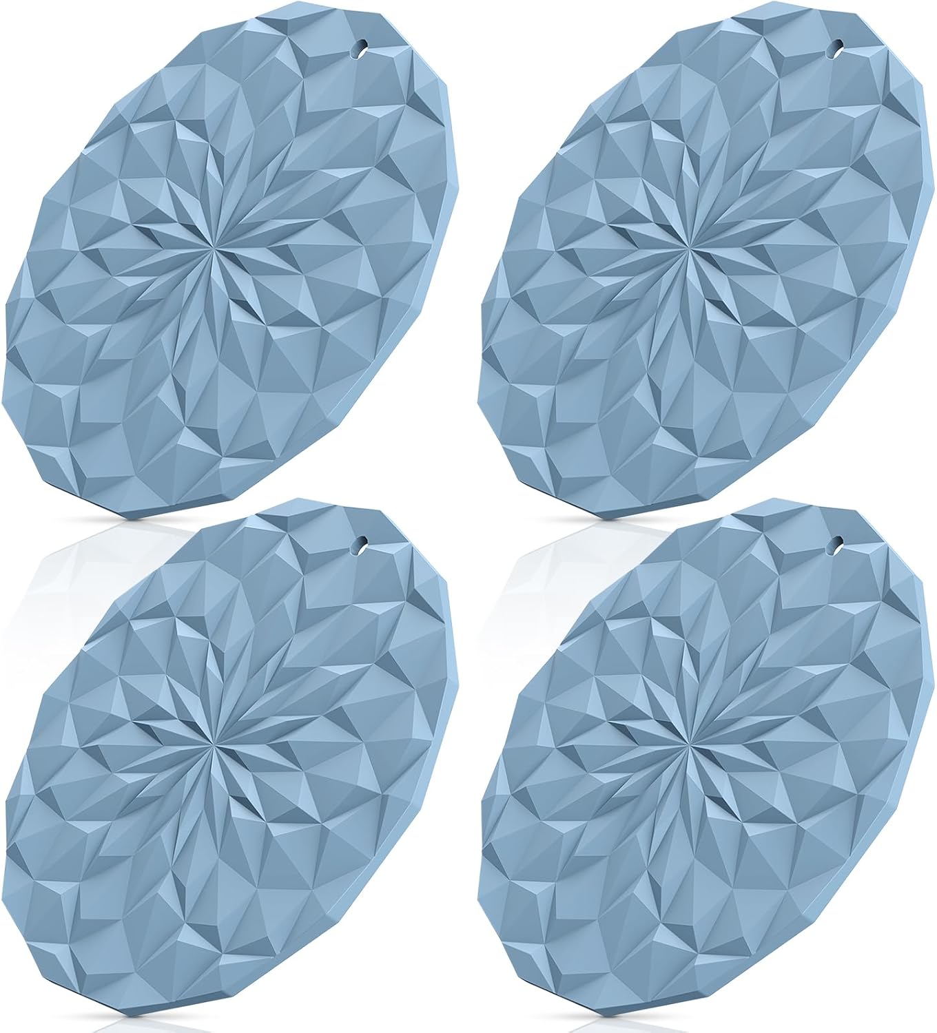 ME.FAN Silicone Trivet Mats - 4 Pack Pot Holders - 7.4'' Thickened Hot Pads for Hot pots, Pans and Dishes, Heat Resistant Silicone Trivet for Table and Counter Top Desert Sage