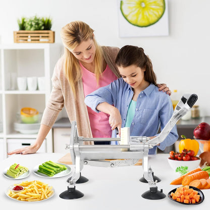 Anatole Commercial French Fry Cutter with 1/2'' 3/8'' 1/4'' 8-Wedge Stainless Steel Blades Professional Potato Cutter Dicer Manual Vegetable Chopper with Suction Cups for Carrot Cucumber Onion
