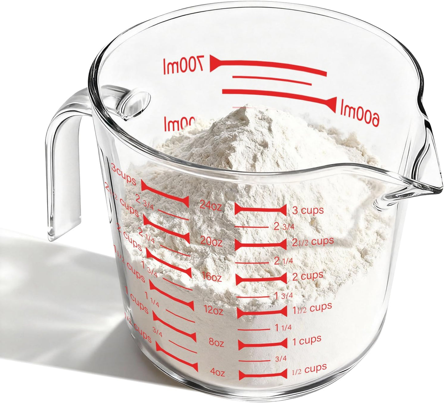 BCnmviku Glass Measuring Cups High Borosilicate 500ML 2CUPS [Insulated Handle | V-Shaped Spout]For Prepping Baking and Cooking Preheated Oven Dishwasher Freezer and Microwave Safe