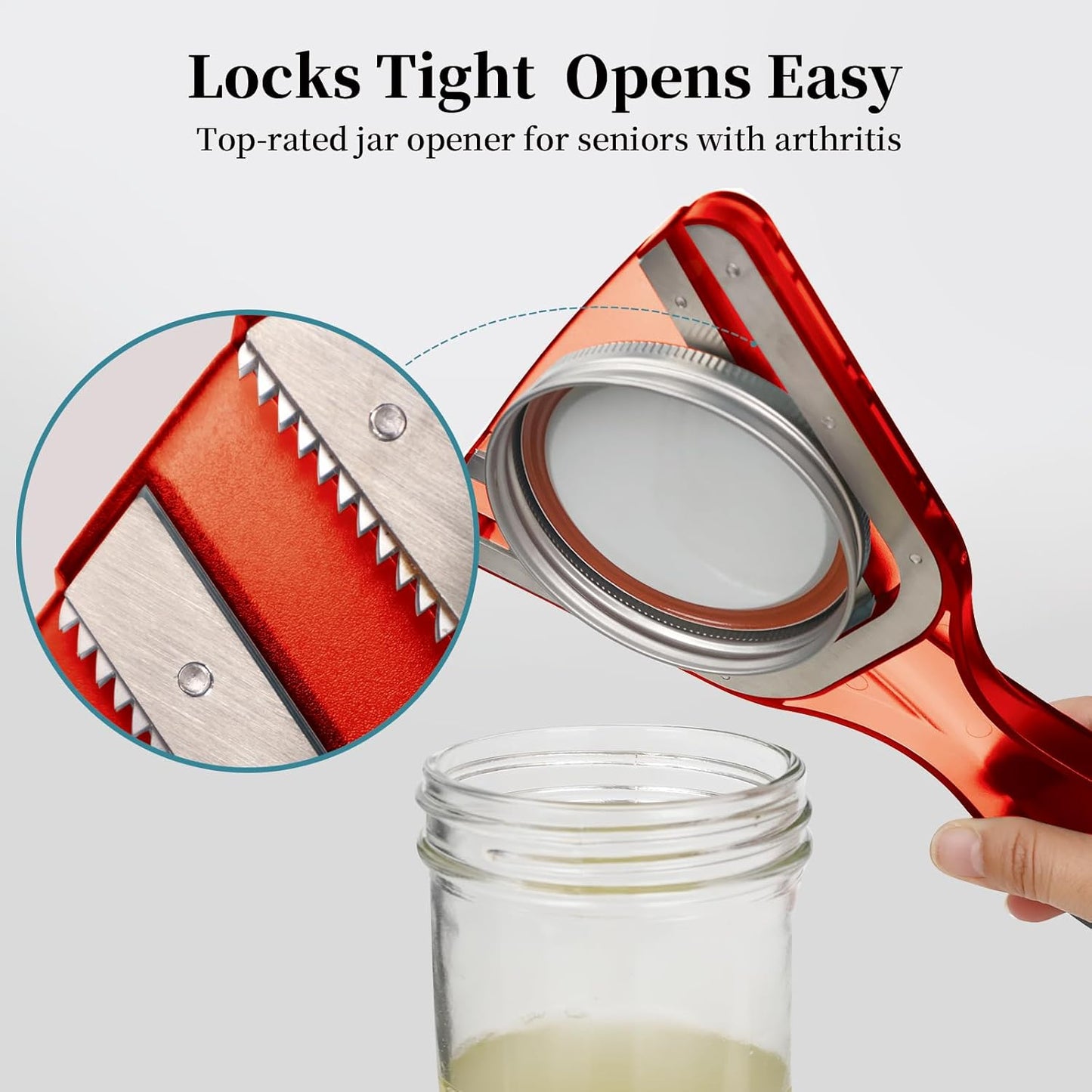 Jar Opener for Weak Hands & Seniors with Arthritis – Easy Twist-Off Lid & Bottle Opener – Ergonomic Non-Slip Handle, Unique Kitchen Gadget & Ideal Christmas Gift for Elderly, Women & Men (Gray)