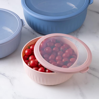 COOK WITH COLOR Prep Bowls with Lids- Wide and Deep Nesting Plastic Small Mixing Bowl Set with Lids, 8 Piece Set - Wide Bowls, Blue
