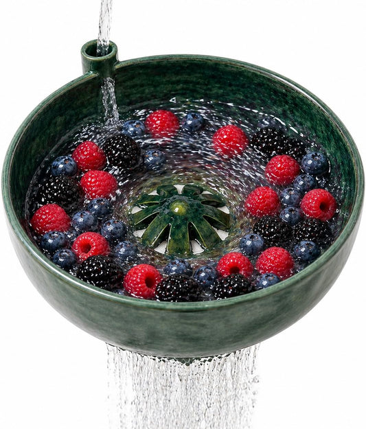 Self-Spinning Berry Washing Bowl – Automatic Fruit & Vegetable Washer, Quick Spin Basket for Berries, Grapes & Small Produce, Multipurpose Kitchen Colander