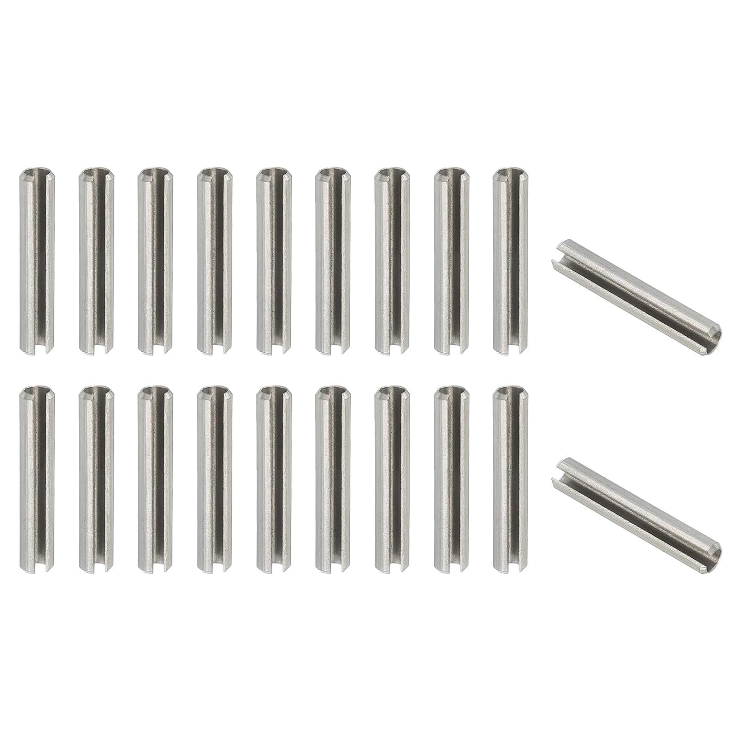 PATIKIL Slotted Spring Pin, 50 Pcs 1/8" x 3/4" (3.2mm x 20mm) 304 Stainless Steel Split Roll Pins Spring Dowel for Home Improvement Automotive Machine Repair, Silver - Colors B