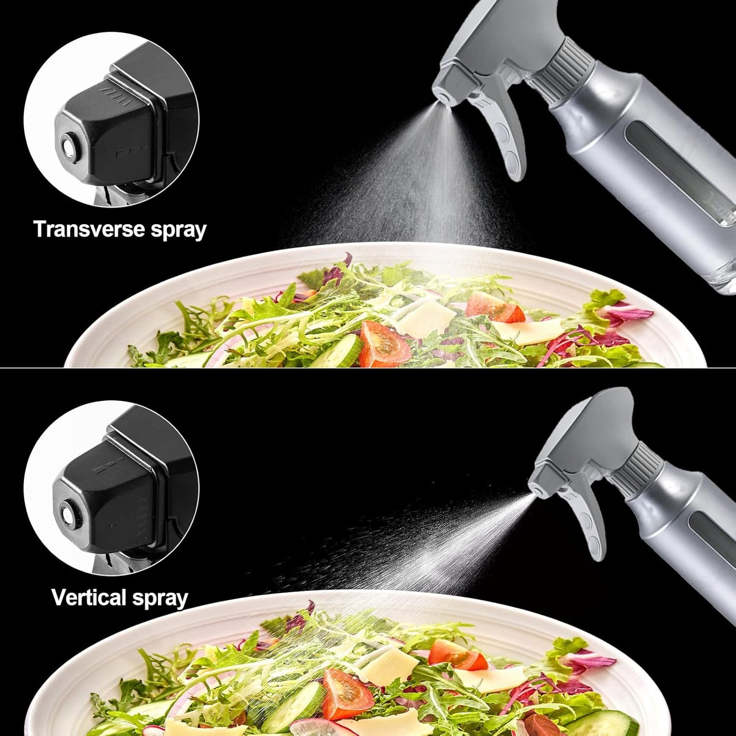 Oil Sprayer for Cooking,Stainless Steel Olive Oil Mister for Air Fryer Black Nozzel Dispenser Bottles Fat Reduction Glass Oil Control Spray Pot 6.35oz(180ml) Capacity