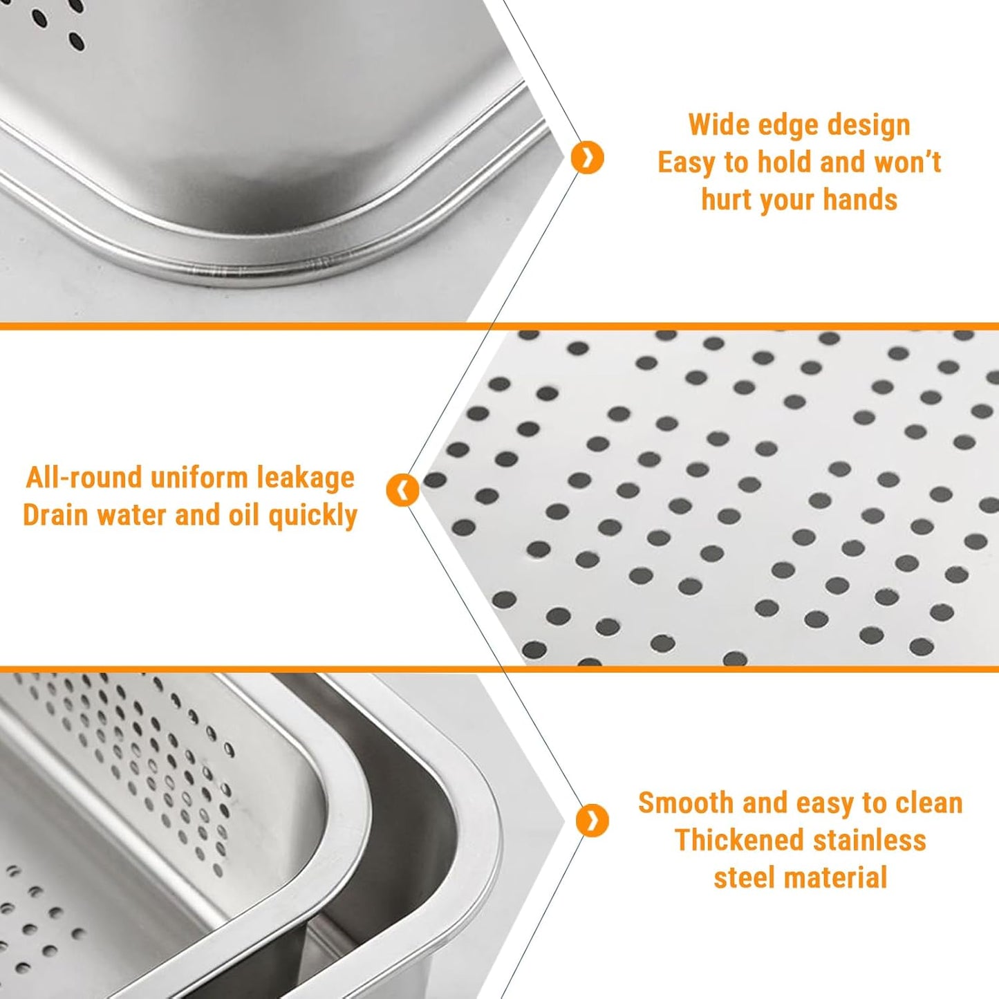 Rectangle Strainer, Stainless Steel Mesh Over The Sink Colander Sink Basket Fine Mesh Strainer Baskets Vegetable Fruit Colander Strainer Kitchen Tools